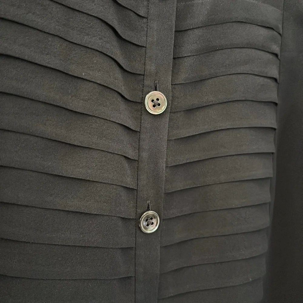Tory Burch 100% Silk Dark Blue Button Up Blouse Shirt Top